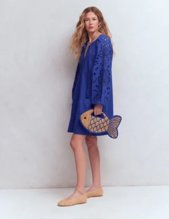 Embroidered Sleeve Kaftan Blue Embroidery