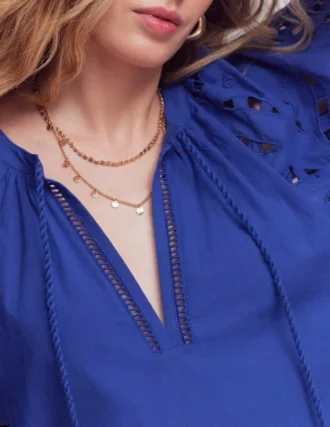 Embroidered Sleeve Kaftan Blue Embroidery