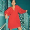 Embroidered Sleeve Kaftan Red Embroidery Embroidered Sleeve Kaftan Red Embroidery