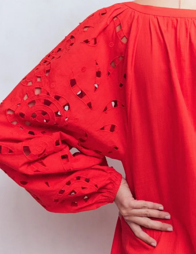 Embroidered Sleeve Kaftan Red Embroidery Embroidered Sleeve Kaftan Red Embroidery