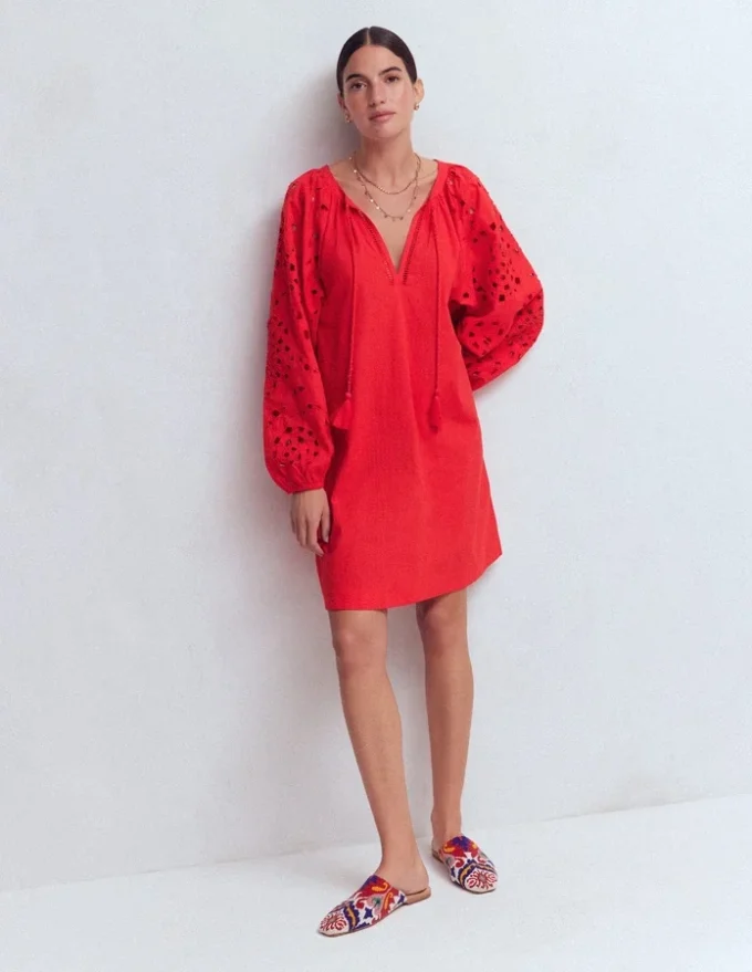 Embroidered Sleeve Kaftan Red Embroidery Embroidered Sleeve Kaftan Red Embroidery