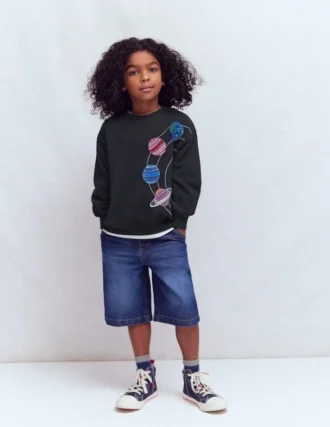 Embroidered Sweatshirt Shadow Grey Space
