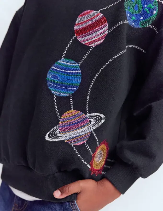 Embroidered Sweatshirt Shadow Grey Space Embroidered Sweatshirt Shadow Grey Space
