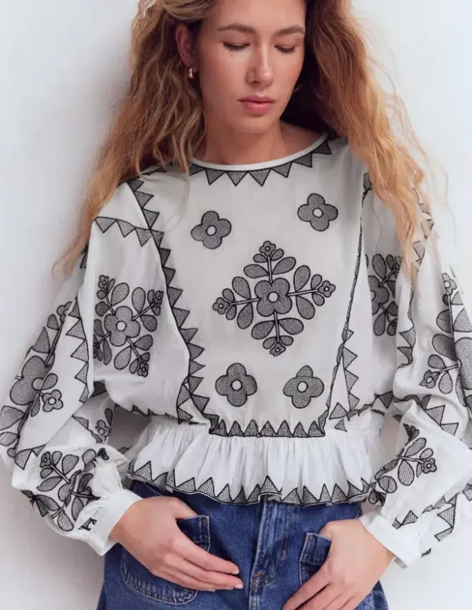Embroidered Vacation Top Ivory Embroidered Vacation Top Ivory
