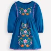 Embroidered Woven Dress Kingfisher Blue Embroidered Woven Dress Kingfisher Blue