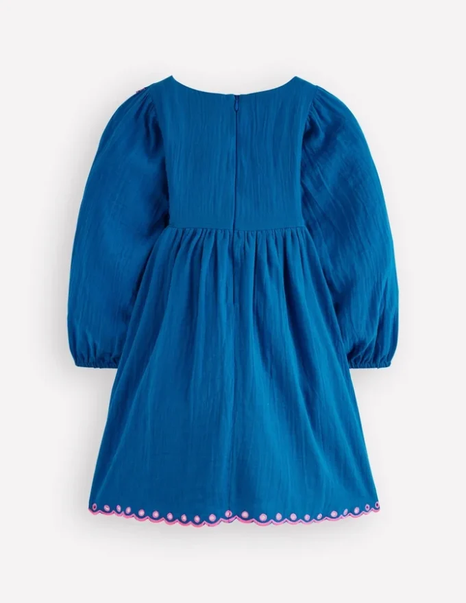 Embroidered Woven Dress Kingfisher Blue Embroidered Woven Dress Kingfisher Blue