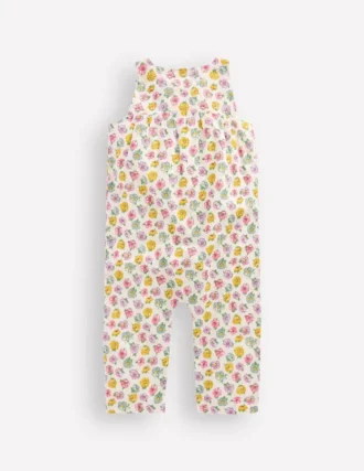 Embroidered Woven Romper Ivory Rose Floral
