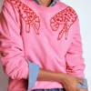 Emi Embroidered Sweatshirt Leopard Embroidery Emi Embroidered Sweatshirt Leopard Embroidery