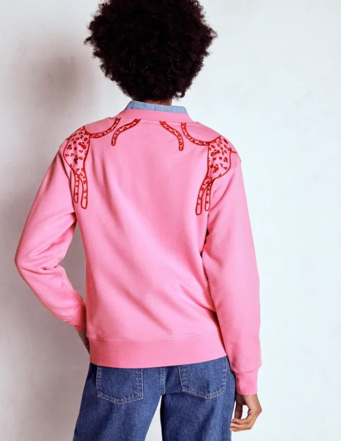 Emi Embroidered Sweatshirt Leopard Embroidery Emi Embroidered Sweatshirt Leopard Embroidery