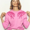 Emi Embroidered Sweatshirt Leopard Embroidery Emi Embroidered Sweatshirt Leopard Embroidery