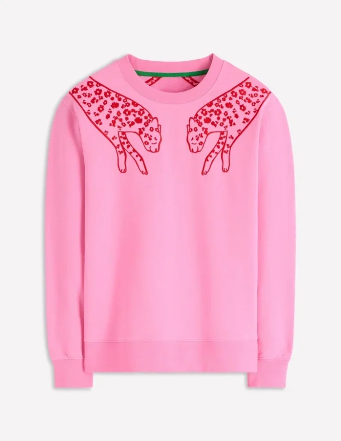 Emi Embroidered Sweatshirt Leopard Embroidery Emi Embroidered Sweatshirt Leopard Embroidery