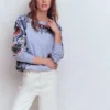 Emi Embroidered Sweatshirt Light Blue Embroidery Emi Embroidered Sweatshirt Light Blue Embroidery