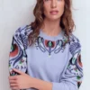Emi Embroidered Sweatshirt Light Blue Embroidery Emi Embroidered Sweatshirt Light Blue Embroidery