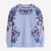 Emi Embroidered Sweatshirt Light Blue Embroidery Emi Embroidered Sweatshirt Light Blue Embroidery