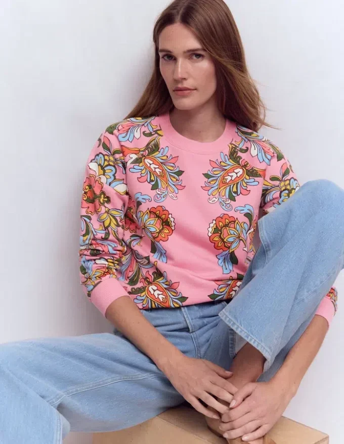 Emi Printed Sweatshirt Multi, Botanical Flourish Emi Printed Sweatshirt Multi, Botanical Flourish