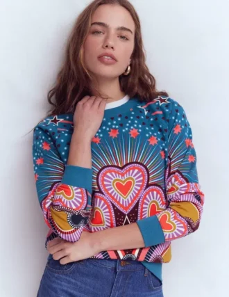 Emi Printed Sweatshirt Multi, Starburst Heart