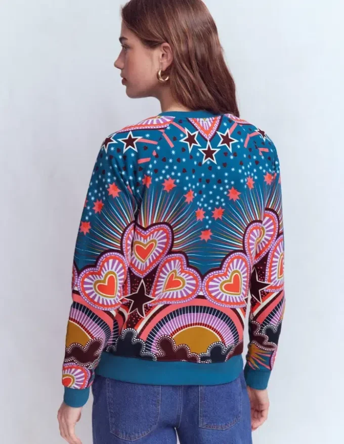 Emi Printed Sweatshirt Multi, Starburst Heart Emi Printed Sweatshirt Multi, Starburst Heart