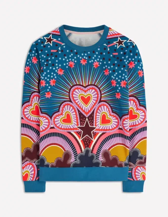 Emi Printed Sweatshirt Multi, Starburst Heart Emi Printed Sweatshirt Multi, Starburst Heart