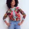 Emi Printed Sweatshirt Tropical Safari Placement Emi Printed Sweatshirt Tropical Safari Placement