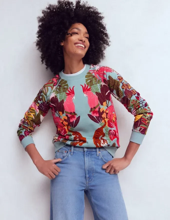 Emi Printed Sweatshirt Tropical Safari Placement Emi Printed Sweatshirt Tropical Safari Placement