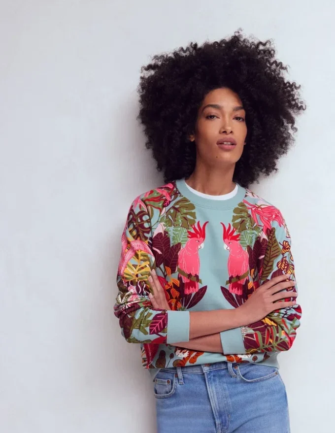 Emi Printed Sweatshirt Tropical Safari Placement Emi Printed Sweatshirt Tropical Safari Placement
