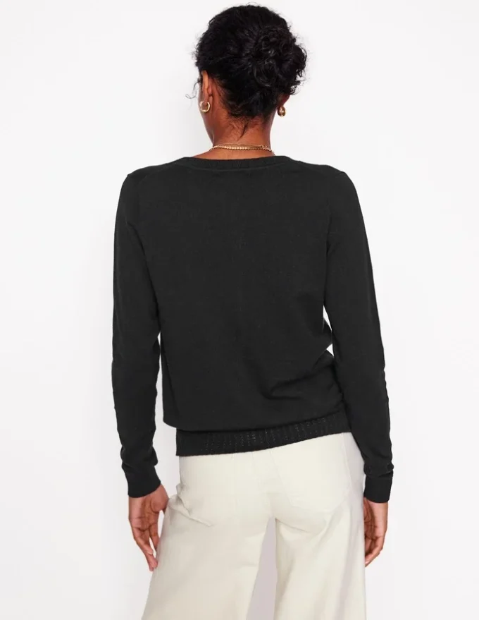 Emilia Cotton Crew Cardigan Black Emilia Cotton Crew Cardigan Black