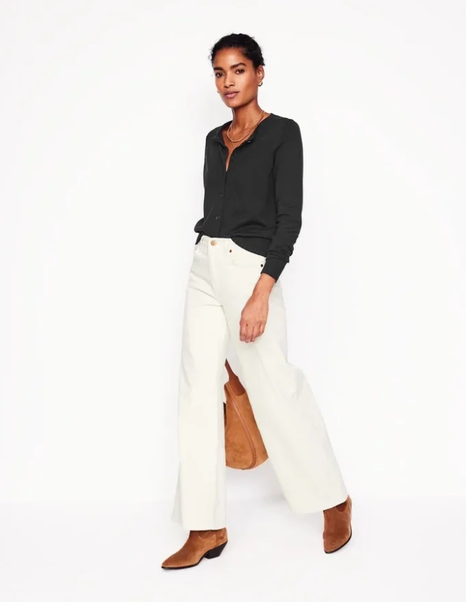 Emilia Cotton Crew Cardigan Black Emilia Cotton Crew Cardigan Black