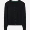 Emilia Cotton Crew Cardigan Black Emilia Cotton Crew Cardigan Black