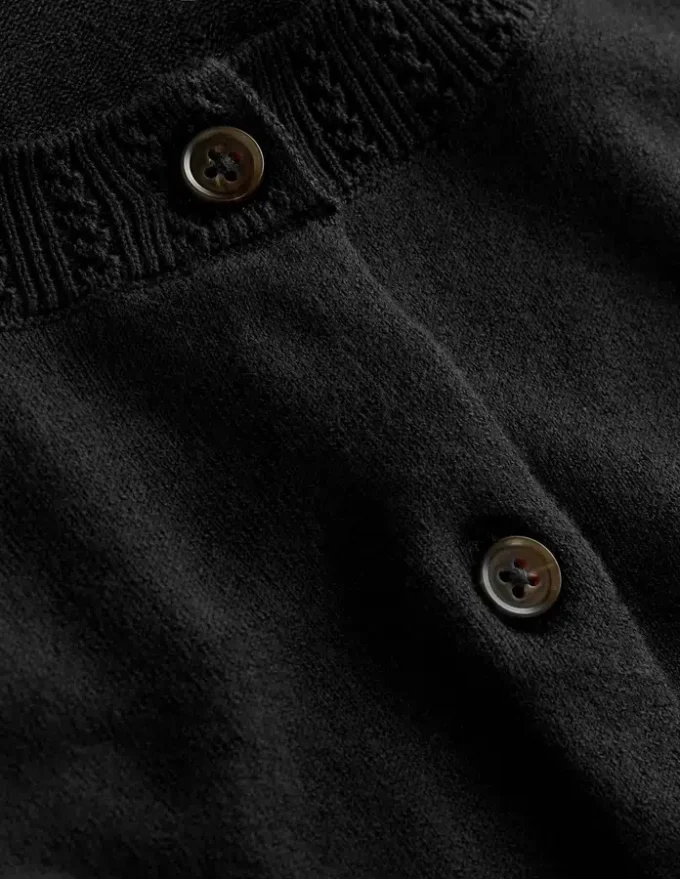 Emilia Cotton Crew Cardigan Black Emilia Cotton Crew Cardigan Black