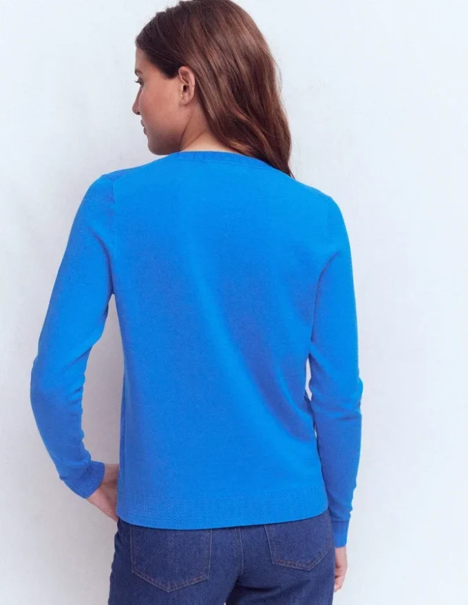 Emilia Cotton Crew Cardigan Kingfisher Blue Emilia Cotton Crew Cardigan Kingfisher Blue