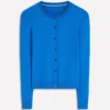 Emilia Cotton Crew Cardigan Kingfisher Blue Emilia Cotton Crew Cardigan Kingfisher Blue