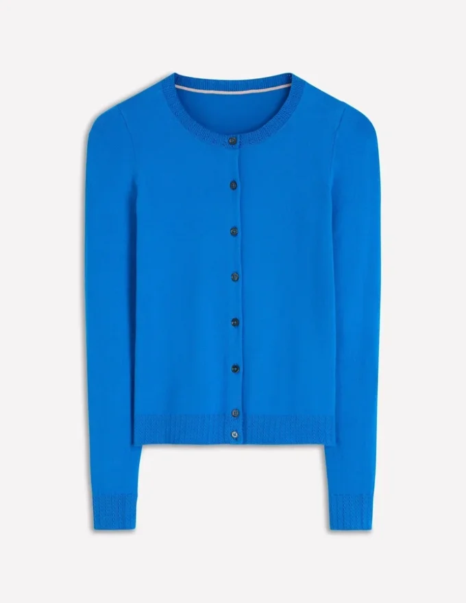Emilia Cotton Crew Cardigan Kingfisher Blue Emilia Cotton Crew Cardigan Kingfisher Blue