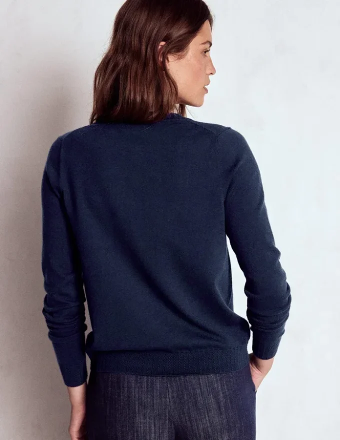 Emilia Cotton Crew Cardigan Navy Emilia Cotton Crew Cardigan Navy