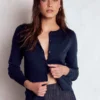 Emilia Cotton Crew Cardigan Navy Emilia Cotton Crew Cardigan Navy