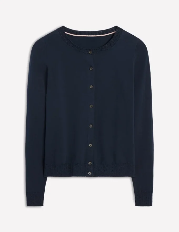 Emilia Cotton Crew Cardigan Navy Emilia Cotton Crew Cardigan Navy