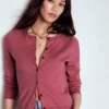 Emilia Cotton Crew Cardigan Pink Heather Emilia Cotton Crew Cardigan Pink Heather