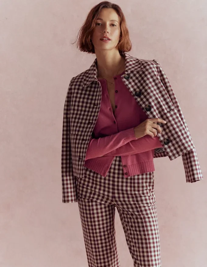 Emilia Cotton Crew Cardigan Pink Heather Emilia Cotton Crew Cardigan Pink Heather