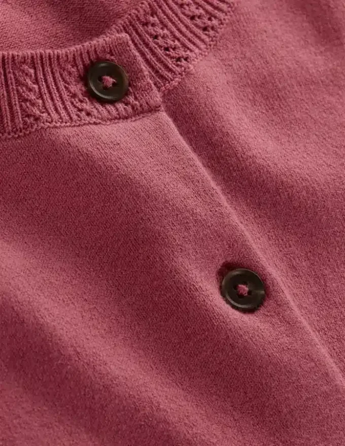 Emilia Cotton Crew Cardigan Pink Heather Emilia Cotton Crew Cardigan Pink Heather