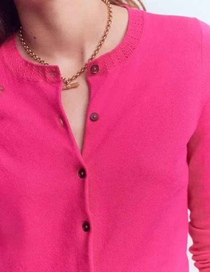 Emilia Cotton Crew Cardigan Pink Peony Emilia Cotton Crew Cardigan Pink Peony