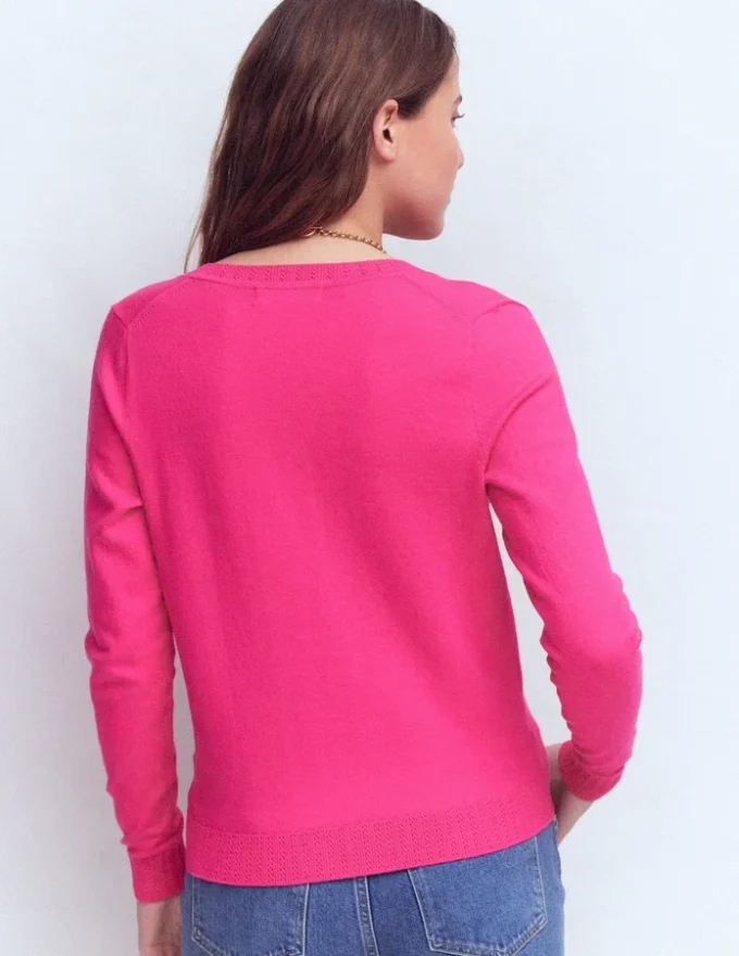 Emilia Cotton Crew Cardigan Pink Peony Emilia Cotton Crew Cardigan Pink Peony