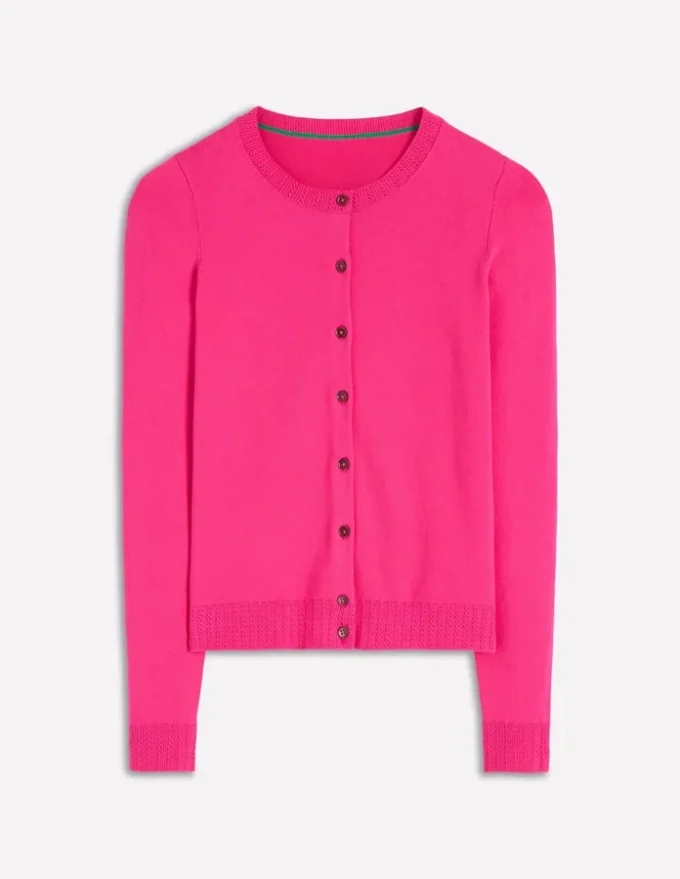 Emilia Cotton Crew Cardigan Pink Peony Emilia Cotton Crew Cardigan Pink Peony