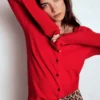 Emilia Cotton Crew Cardigan Poppy Red Emilia Cotton Crew Cardigan Poppy Red