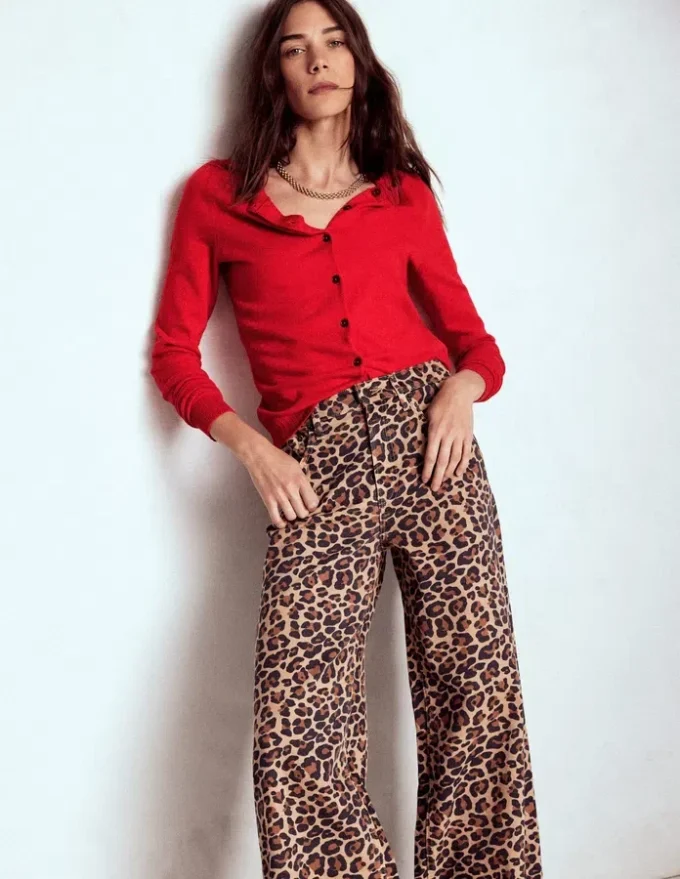 Emilia Cotton Crew Cardigan Poppy Red Emilia Cotton Crew Cardigan Poppy Red