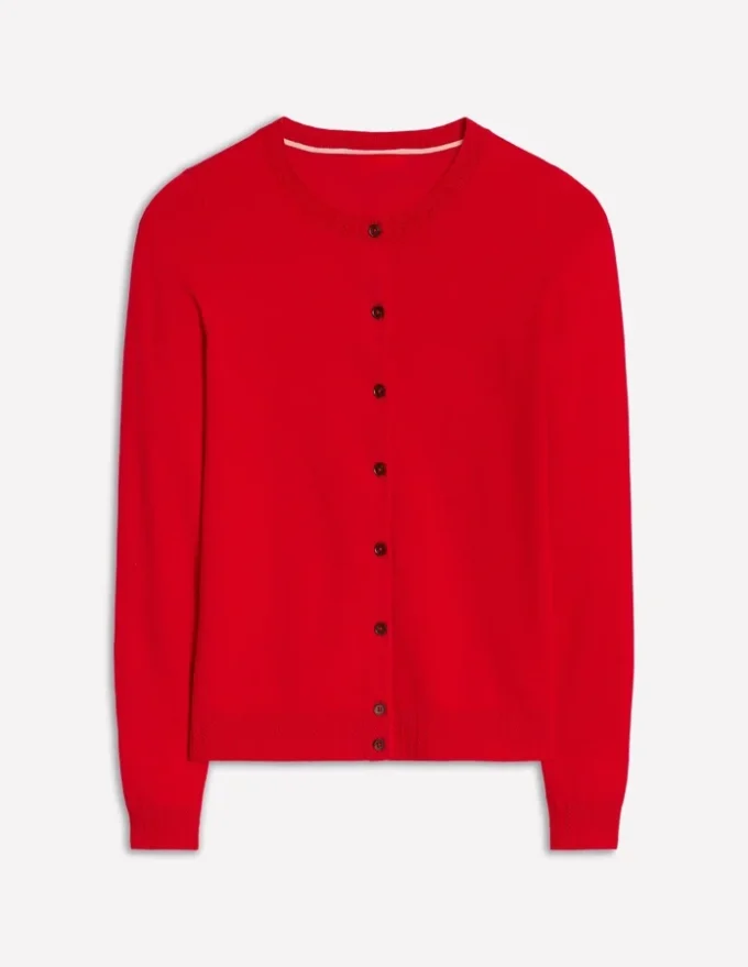 Emilia Cotton Crew Cardigan Poppy Red Emilia Cotton Crew Cardigan Poppy Red