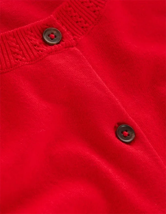Emilia Cotton Crew Cardigan Poppy Red Emilia Cotton Crew Cardigan Poppy Red