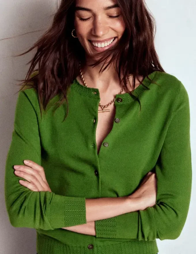 Emilia Cotton Crew Cardigan Promenade Green Emilia Cotton Crew Cardigan Promenade Green