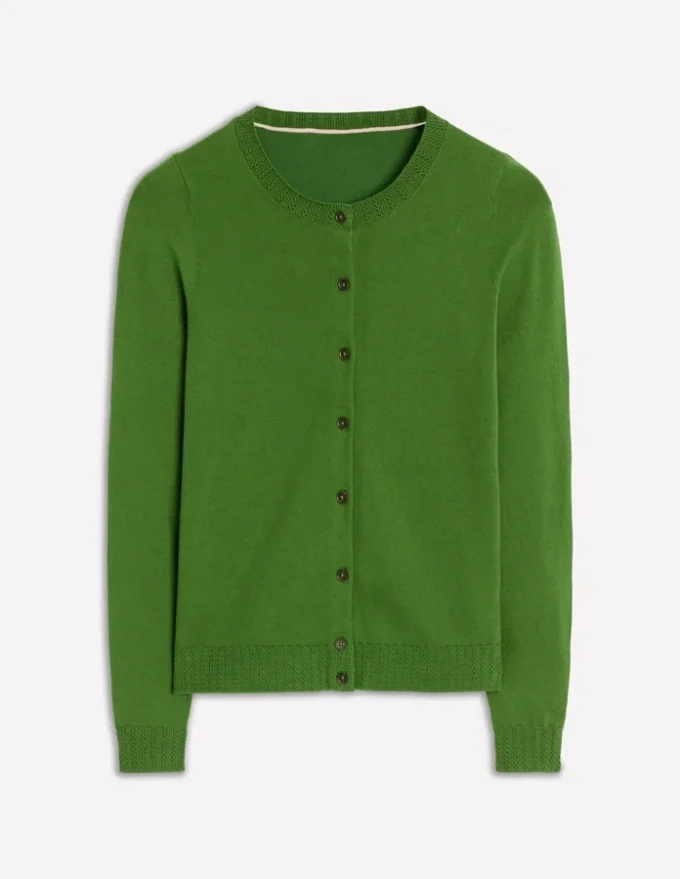 Emilia Cotton Crew Cardigan Promenade Green Emilia Cotton Crew Cardigan Promenade Green