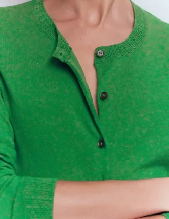 Emilia Cotton Crew Cardigan Rich Emerald
