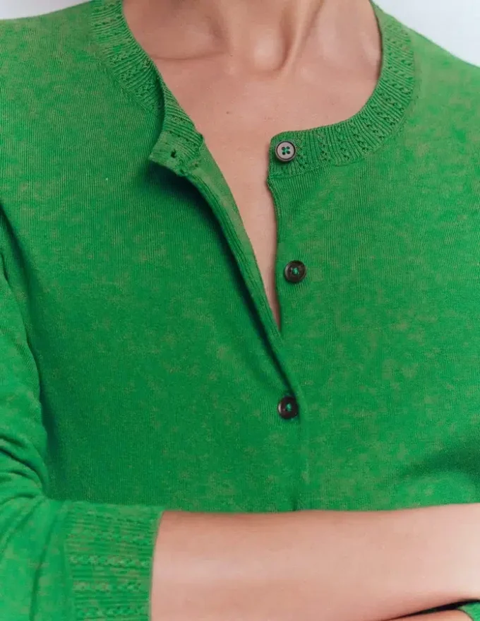 Emilia Cotton Crew Cardigan Rich Emerald Emilia Cotton Crew Cardigan Rich Emerald