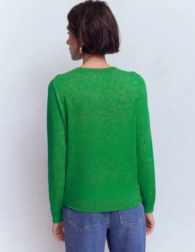 Emilia Cotton Crew Cardigan Rich Emerald Emilia Cotton Crew Cardigan Rich Emerald
